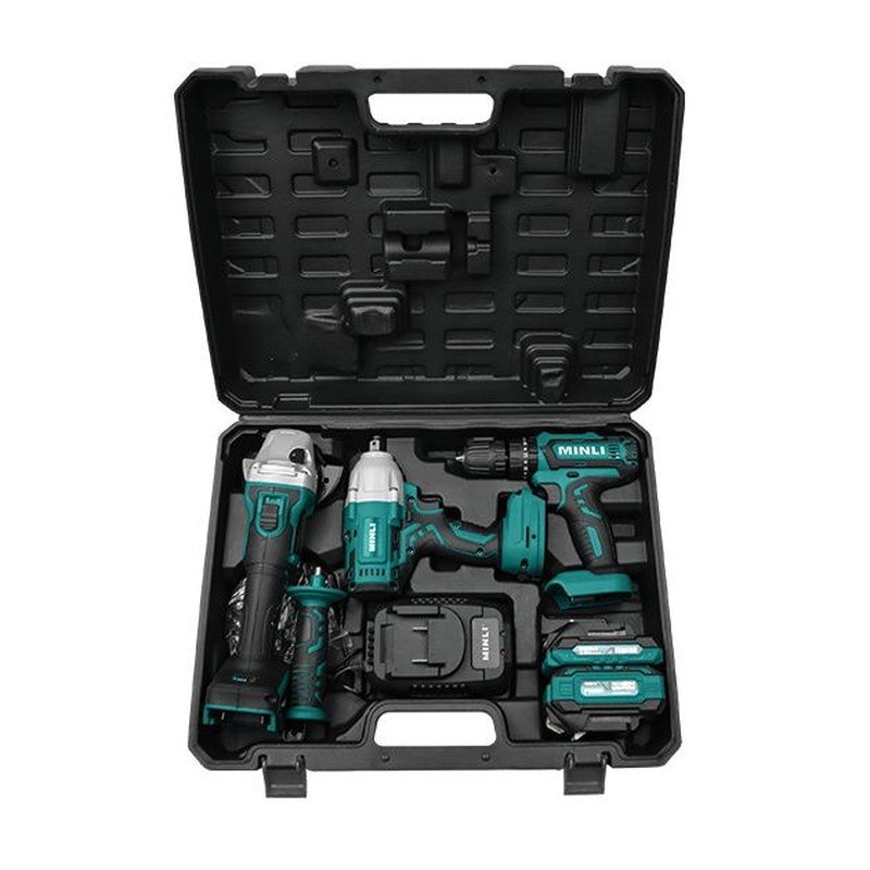 Elecson DC103+DC804BL+DC201 Impact Drill + Impact Wrench + Angle Grinder Kit